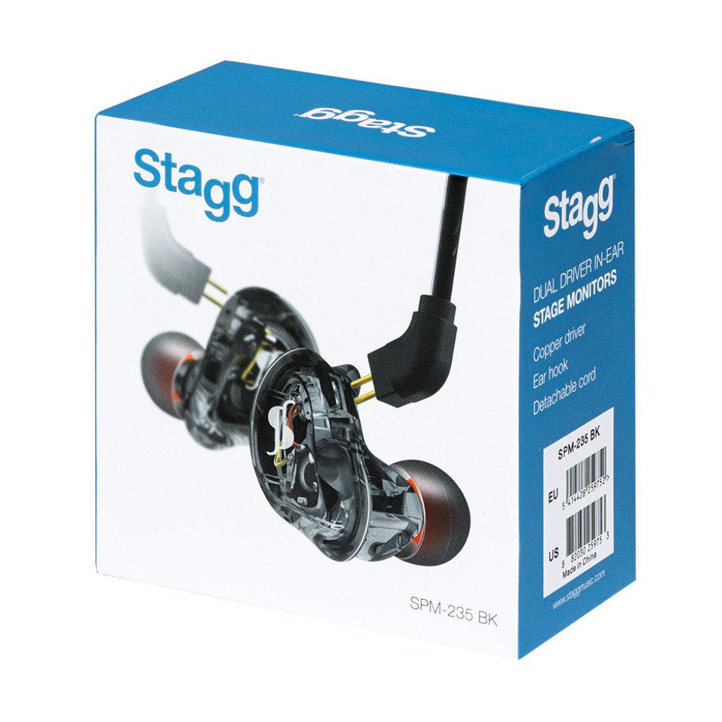 Stagg högupplöst, 2 drivrutiner In-Ear-skärmar Svart