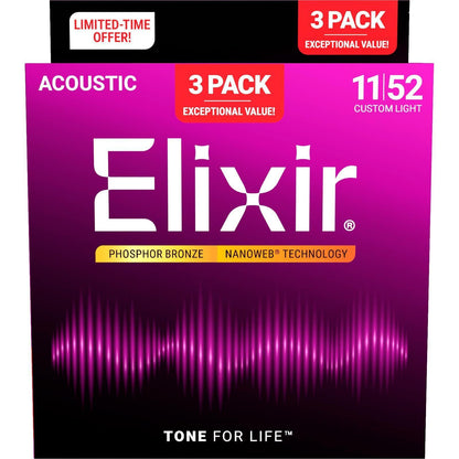 Elixir Nanoweb western-guitar strenge - 3 packs