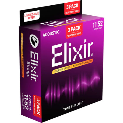 Elixir Nanoweb western-guitar strenge - 3 packs