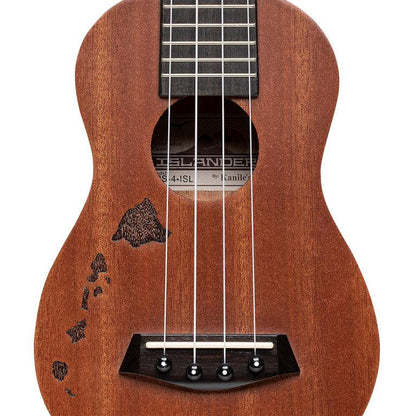 Islander MS-4-ISL Traditional soprano ukulele med mahogni dæk og Hawaii øgruppen indgraveret