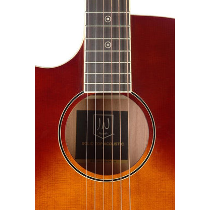 J.N Guitars BES-ACE DCB LH Dark cherryburst acoustic-electric auditorium guitar with solid spruce top, left-handed, Bessie