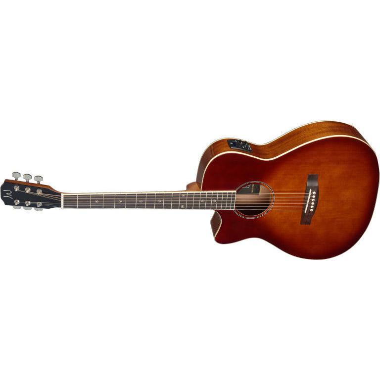 J.N Guitars BES-ACE DCB LH Dark cherryburst acoustic-electric auditorium guitar with solid spruce top, left-handed, Bessie
