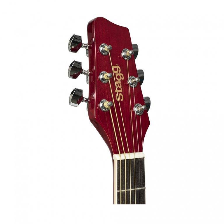 Stagg Red Dreadnought Acoustic Guitar With Basswood Top
