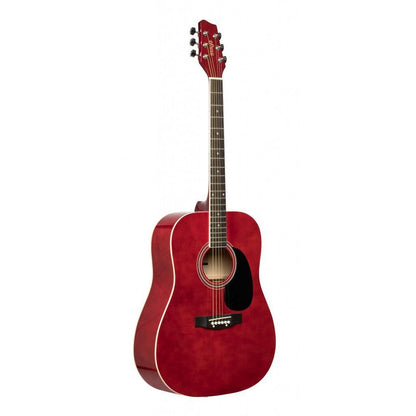 Stagg Red Dreadnought Acoustic Guitar With Basswood Top
