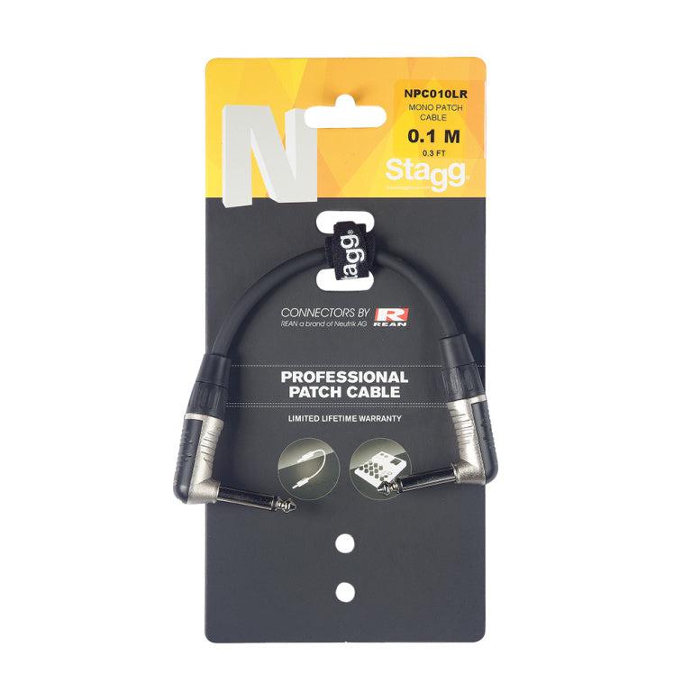 Stagg patch kabel, vinkel jack til vinkel jack mono, 10 cm