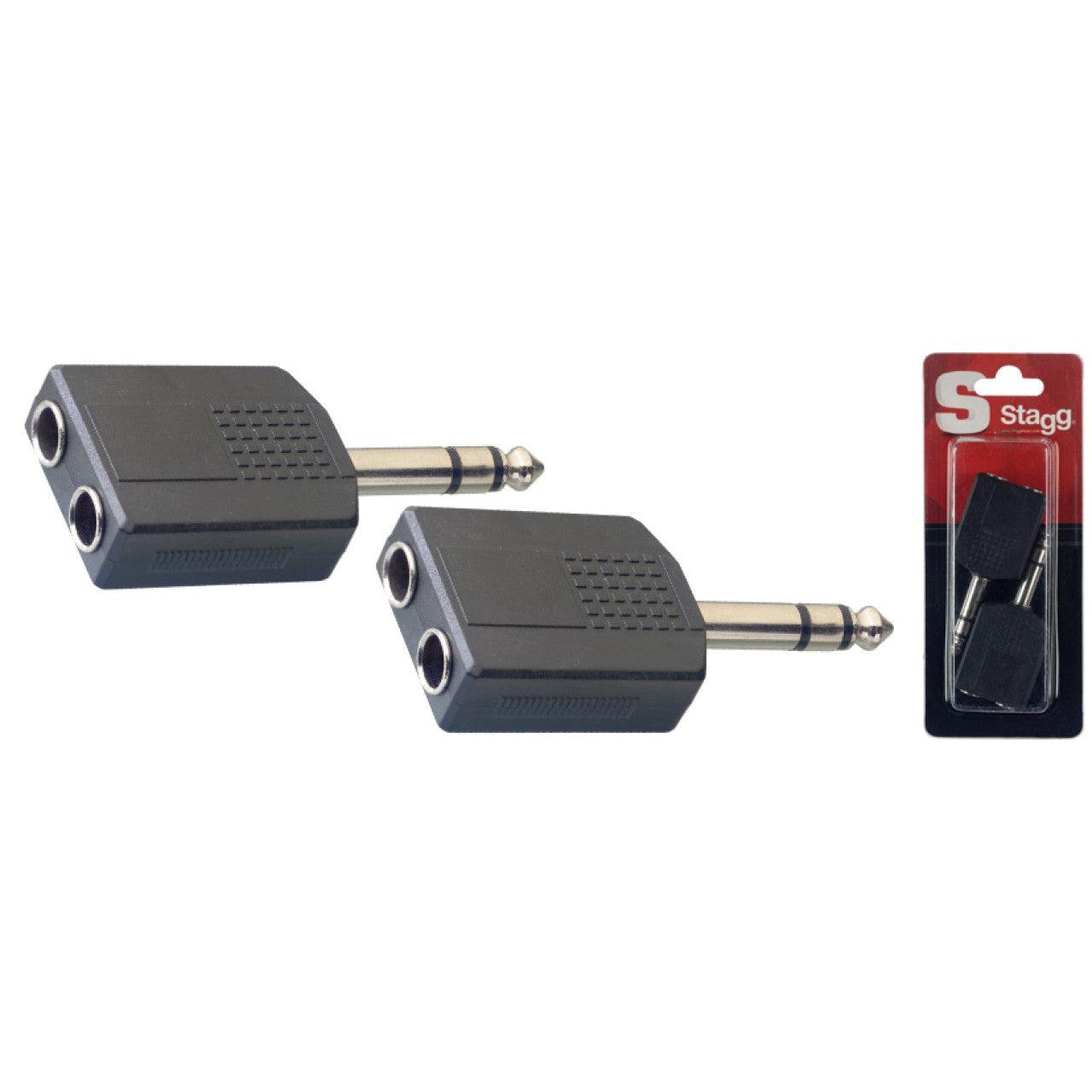 Stagg  2 X hun stereo Jack til 1 X han stereo jack adapter, 2 stk pk